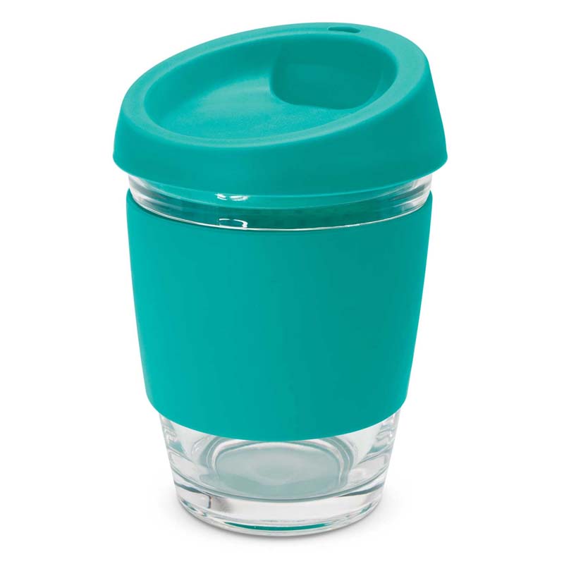 teal glass cups