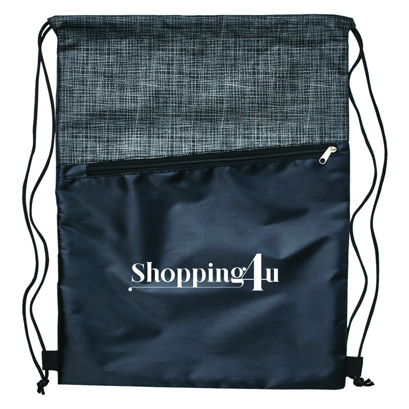 Crosshatch Drawstring Bag with Zipper Pocket image6