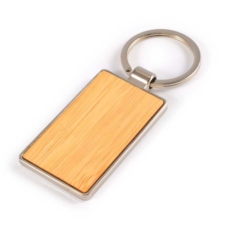 Rectangle Bamboo Zinc Keytag image2