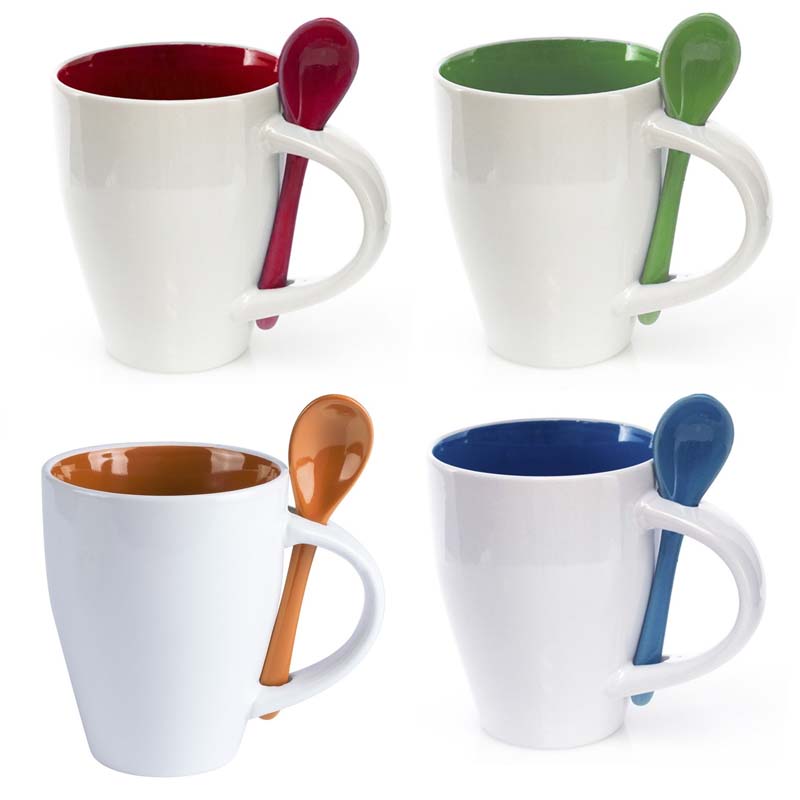 Coffee Mug with Ceramic Spoon