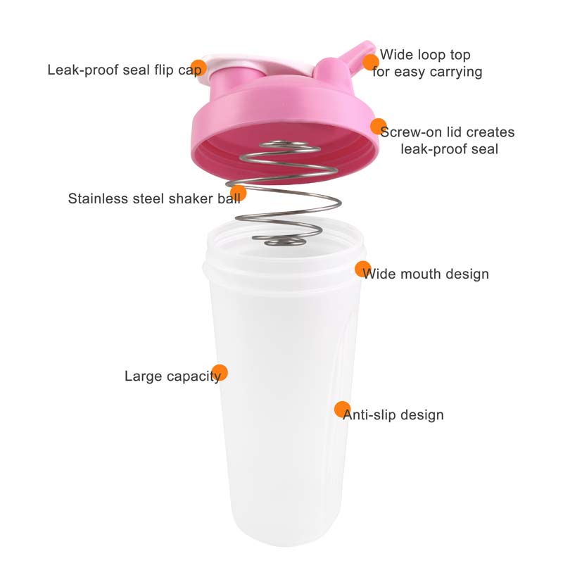 BPA Free Fitness Shaker Bottle with Loop 600ml image12