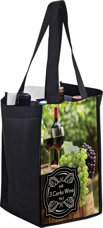 Full Colour Non Woven 4 Bottles Wine Bag