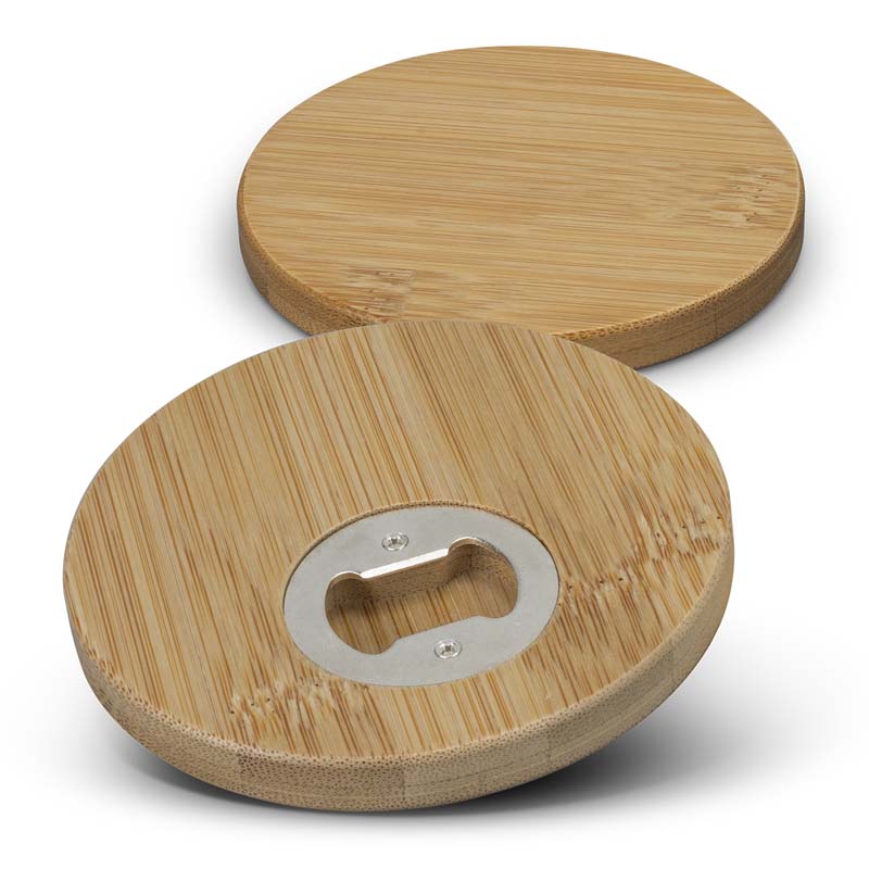 Bamboo Bottle Opener Coaster Set of 2 - Round image2