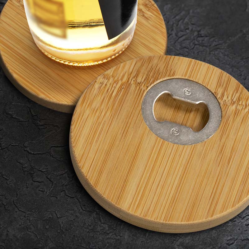 Bamboo Bottle Opener Coaster Set of 2 - Round image4