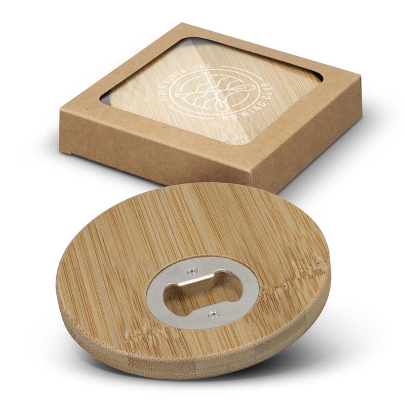 Bamboo Bottle Opener Coaster Set of 2 - Round image1