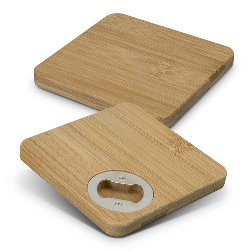 Bamboo Bottle Opener Coaster Set of 2 - Square image2