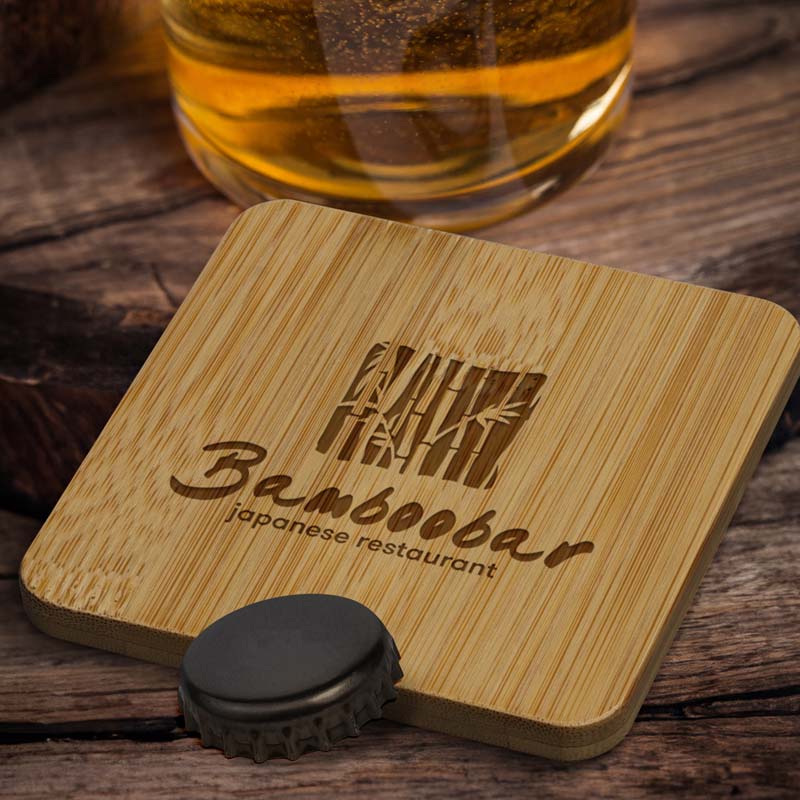 Bamboo Bottle Opener Coaster - Square image4