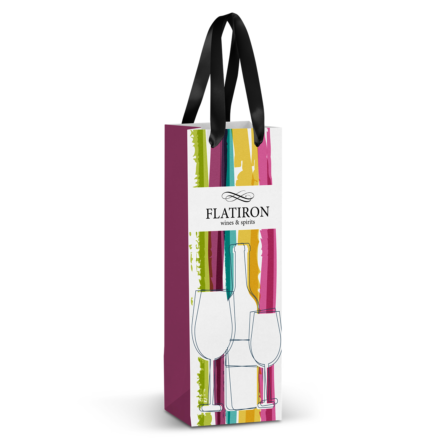 Champagne Ribbon Handle Paper Bag - Full Colour image1